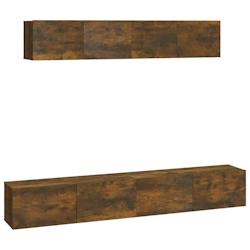 Helloshop26 - Ensemble de meubles armoire buffet TV télévision salon chambre séjour 4 pièces chêne fumé bois d'ingénierie brun 02_0024796 - 300_0