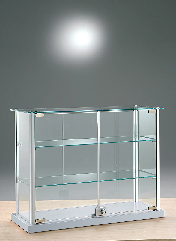 Petite vitrine transportable 6-5VA - vitrine d'exposition en verre trempé avec double porte et étagères amovibles_0