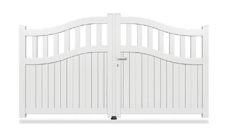 Portail aluminium battant - modèle OPC-205 - lames verticales/horizontales/épi - coloris au choix_0