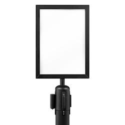 Securit® cadre pour affiche de barrière rétractable - noir - se visse sur le haut du poteau - A4 - noir métal RS-SIGN-A4-BL_0