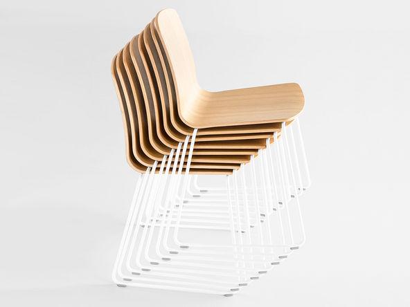 Lot de 6 chaises polyvalentes Ann assise bois et structure métal colorée_0