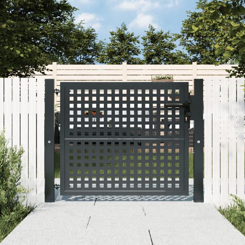 Vidaxl portail de jardin anthracite 105x125 cm acier 154559_0