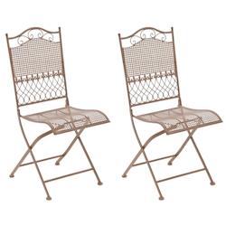 CLP Lot de 2 chaises de jardin pliables Kiran en fer Marron antique - marron métal 320686_0