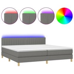 Décoshop26 - Lit LED avec cadre, sommier, tête de lit réglable et matelas 200x200 cm en tissu gris foncé - TDL0208288_0