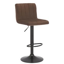 Décoshop26 - Tabouret de bar x1 pivotant hauteur réglable assise surpiqué en velours marron et métal noir 10_0005001 - marron 3000252404356_0