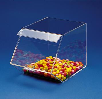 Distributeur de produits en vrac - acrylique cristal avec couvercle - 200x200x300 mm_0