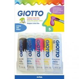 GIOTTO BLISTER DE 5 TUBES DE GOUACHE 10 ML, COLORIS ASSORTIS PRIMAIRES