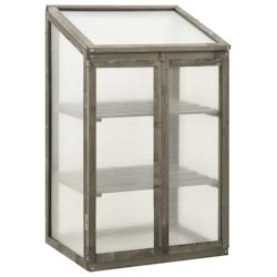Helloshop26 - Serre tente abri plante fleur légumes 60 x 45 x 100 cm bois de sapin gris 02_0044454 - 3000220158311_0