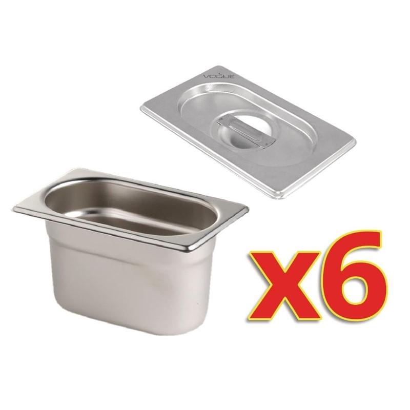 Lot de 6 bacs et couvercles gn1/9 - S430_0