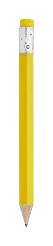 Mini crayon à papier en bois avec gomme - Couleur jaune - Poids 3g_0