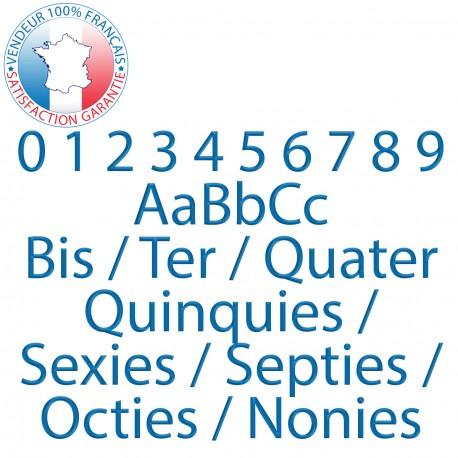 Numéro de rue bleu - hauteur 8 cm - livré avec adhésif ou trous de fixation - référence 001-numero-rue-bleu-adhesif_0