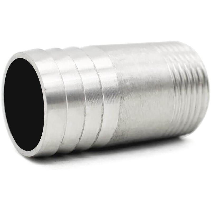 Raccord annelé droit mâle - Inox 316L - 1