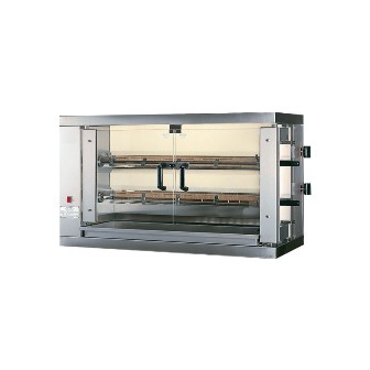 Rôtissoire professionnelle à poulets gaz - 2 broches / 12 poulets - Acier inox AISI 304 - ro288_0