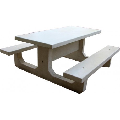 Table de pique-nique en béton effet bois - robuste et résistante aux intempéries_0