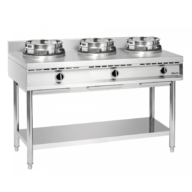 Wok inox à gaz 3 brûleurs sur pied - 34 500 W - GAZ liquéfié - Bartscher_0