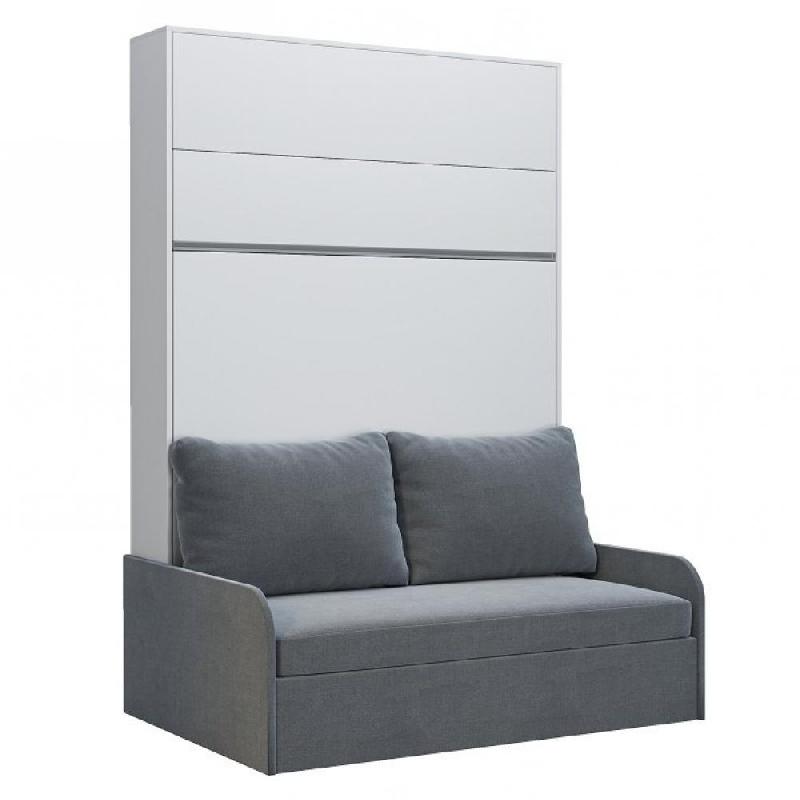 Armoire lit escamotable Bermudes Sofa - Canapé gris et blanc - Couchage 140x200 cm_0