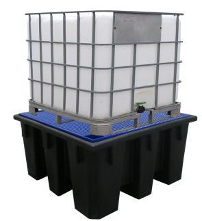Bac de rétention PE ECO 1100 litres - caillebotis métal galvanisé - pour cuve IBC/GRV ou 4 fûts de 225L_0
