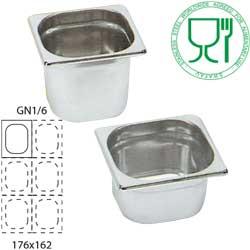 Bac inox gastronome GN 1/6 - hauteur 150 mm - capacité 2,4 litres - acier inox AISI 304_0