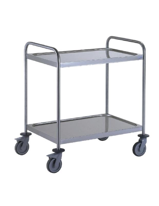 Chariot de service - 2 niveaux - acier inoxydable - 50 kg - Réf 801552_0