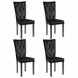Décoshop26 - Lot de 4 chaises de salle à manger cuisine boutonnées de cristaux en velours noir CDS021864 - noir 3000019141531_0