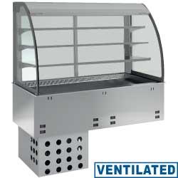 Élément cuve et vitrine réfrigérée ventilée - 3 niveaux ouverts avec rideau - GN 1/1 - DPA/RVA315_0