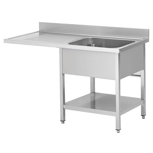 PLONGE INOX 1 BAC AVEC ENCASTREMENT LV + ÉGOUTTOIR À GAUCHE 700 X 1200 MM