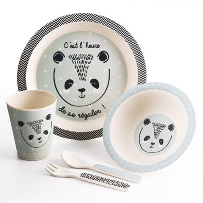 Set repas 5 pièces enfant en fibre de bambou - 21 cm bleu - Paris Prix_0
