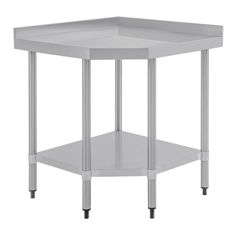 Table d'angle inox 600mm - CB907 - 1 étagère inférieure - finition polie - épaisseur 1,2mm_0