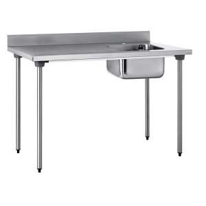Table du chef - 1 bac droite 400x400 mm - inox - adossée - 1400x700x900 mm - sans étagère_0
