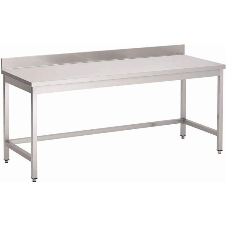 Table inox (L)1200 x (P)700 x (H)940 mm, sans étagère basse avec dosseret_0