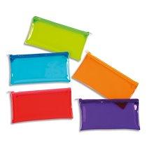 TROUSSE OVALE CRYSTAL 22X11X5CM EN PVC TRANSPARENT BRILLANT. COLORIS ASSORTIS - LOT DE 8