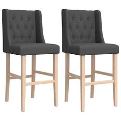 VidaXL Chaises De Bar Lot De 2 Bois Massif D Hévéa Et Tissu - gris 4006222_0