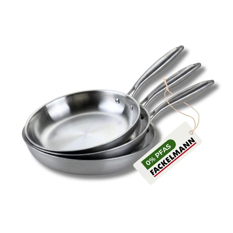 3 poêles 20 26 et 28 cm inox 18/10 Triply Fackelmann Vita3 - gris Acier inoxydable 18/10 3176239924572_0