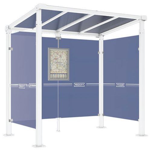 ABRI BUS MILAN 2.50 M - 2 BARDAGES LATÉRAUX - BLANC 9010 - PROCITY