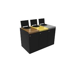 ALITRI - Kit (x3) meuble de tri restaurant collectif 3x65l marron/jaune/gris - 55680 - ROSSIGNOL - acier 55680_0