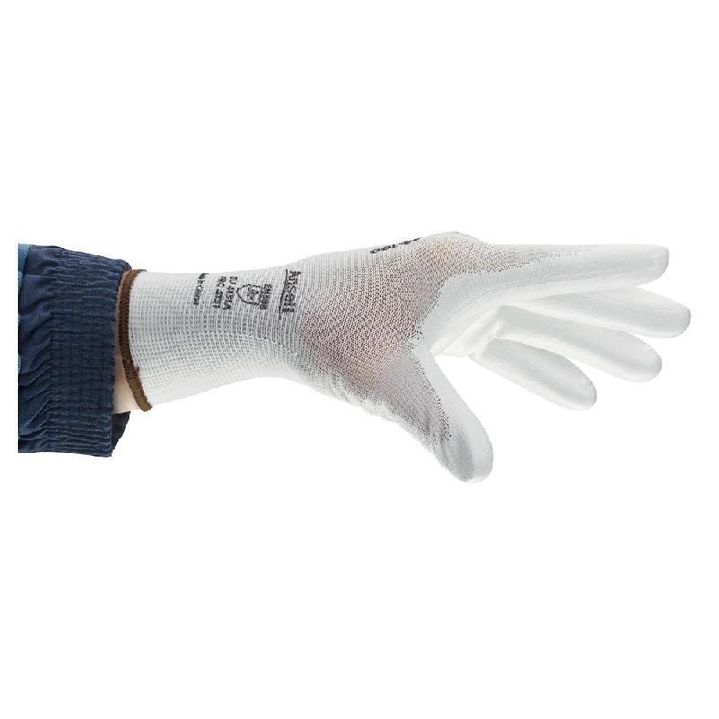 ANSELL GANTS DE PRÉCISION TACTILES POLYURÉTHANE HYFLEX 48-100 - BLANC - TAILLE 10