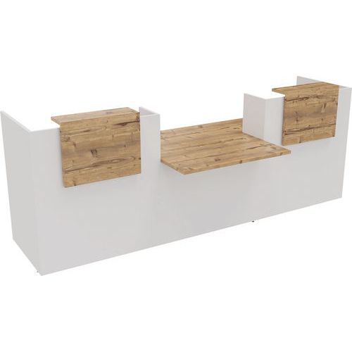 BANQUE D'ACCUEIL FILIA + PMR CENTRÉ 3 M CHÊNE BRUT/BLANC - BURONOMIC