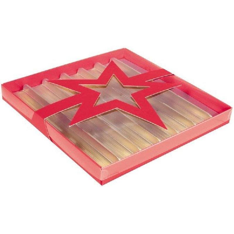 Boite chocolat rouge étoile 17.5x17.5x2.5 cm - par 12_0