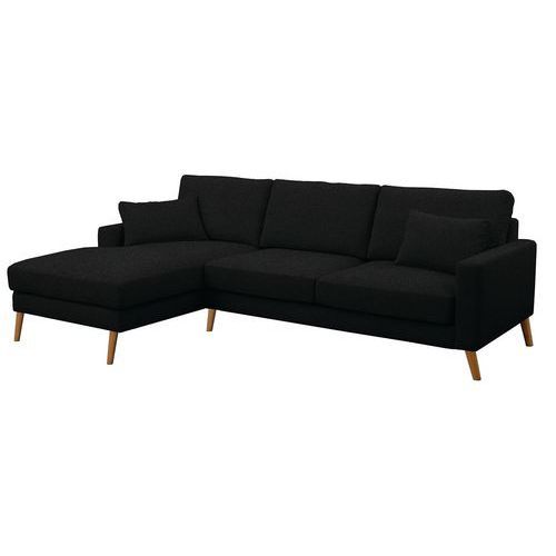 CANAPÉ 2 PL+MÉRIDIENNE GAUCHE STOCKOLM POLYESTER CHINÉ NOIR - MMP