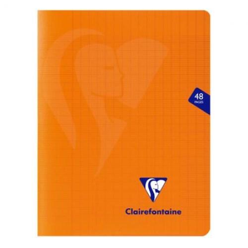 Clairefontaine Lot de 10 Cahier Mimesys 17x22, 48p./24 feuilles 90 g/m² piquées, coloris orange, Séyès - 3329683837510_0