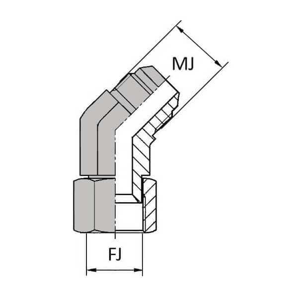 Coudes - 45° mâle JIC - X femelle tournant JIC - 2