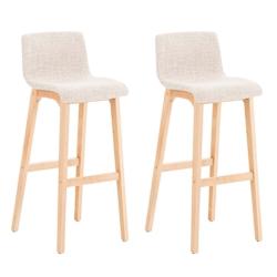 Décoshop26 - Lot de 2 tabourets de bar design avec structure de 4 pieds en bois et assise en tissu crème 10_0004211 - 3000251984415_0