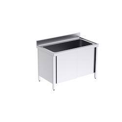 Distform Plonge Inox Grande Capacité 1 Bac avec Portes Gamme 700 - 0641094041359_0