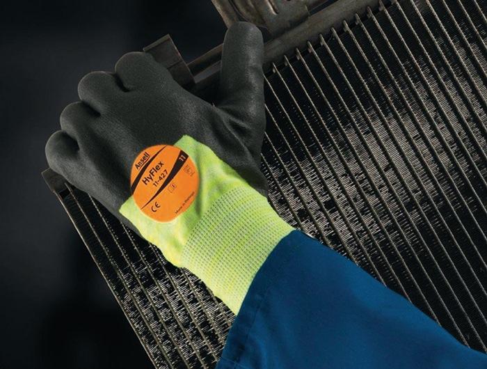 Gant HyFlex® 11-427 taille 10 gris/jaune clair - EN 388, EN 407 - Catégorie EPI II - Thermo-résistance jusqu'à 100°C - ANSELL_0