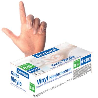 Gants jetables vinyle Bernard taille 8, boite de 100_0