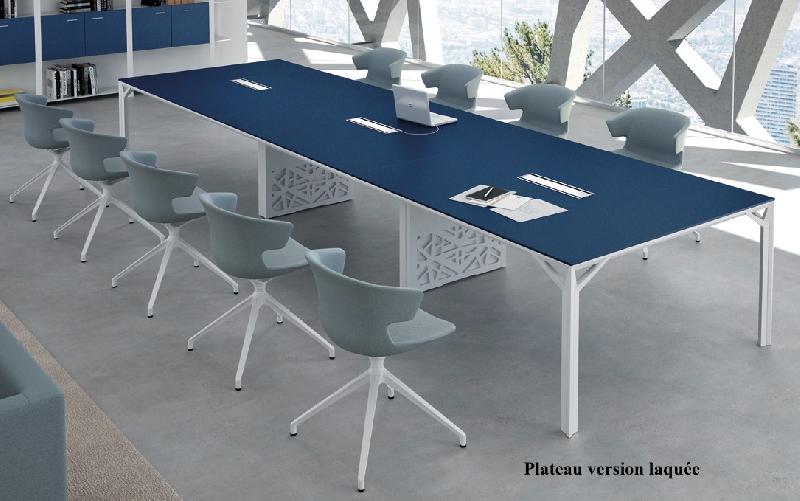 Grande table de réunion X8 avec plateaux laqués Officity. - Blanc 9010, 560, Blanc gris RAL 9002_0