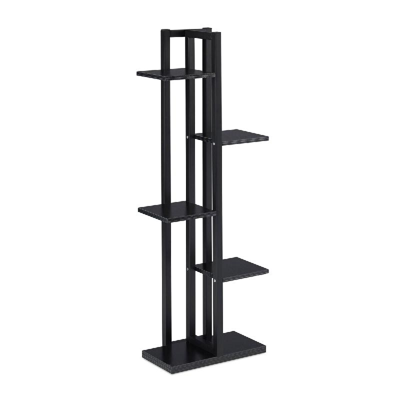 Helloshop26 - Étagère à plantes en escalier 117 x 43 x 22 cm supports robustes design contemporain en acier noir 13_0011041 - noir Bois manufactur�_0