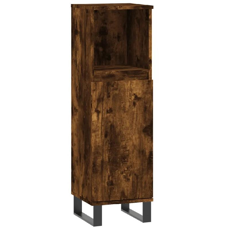 Helloshop26 - Armoire de salle de bain design industriel 30 x 30 x 100 cm avec espace de rangement en bois d'ingénierie chêne fumé 02_0049010 - Boi_0