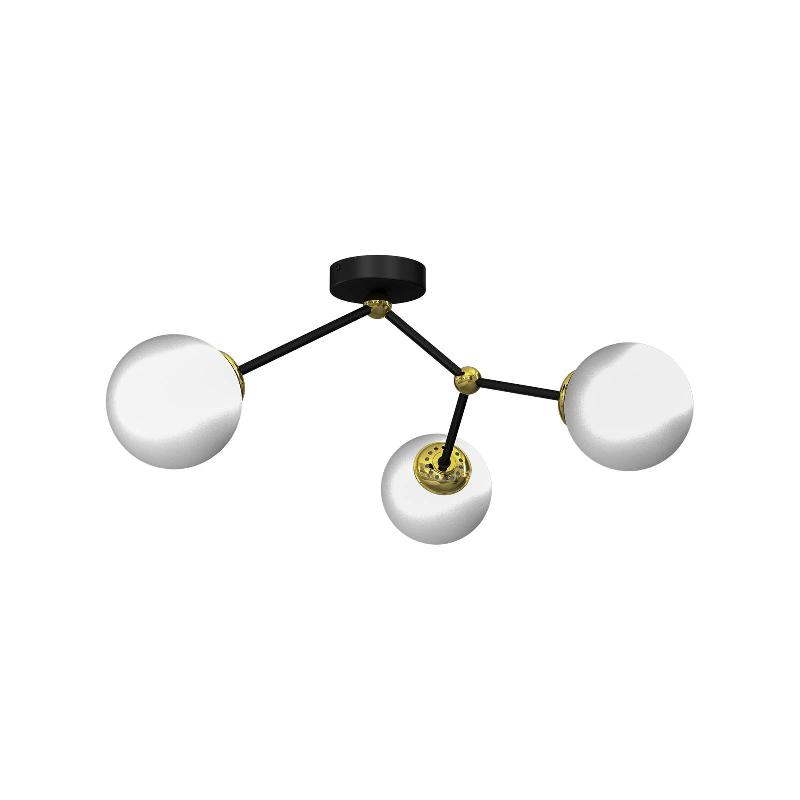 EKO-LIGHT JAYA PLAFONNIER À 3 LAMPES NOIR/BLANC/DORÉ