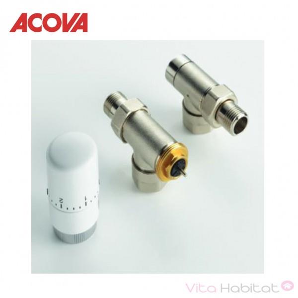 KIT ROBINETTERIE MANUELLE ÉQUERRE INVERSÉE TÊTE THERMOSTATIQUE - ACOVA 841108
